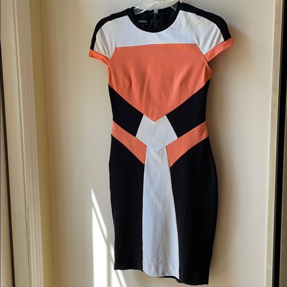 bebe bodycon cap sleeve color block dress - Picture 2 of 9